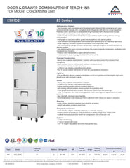 Everestref ESR1D2,  29 1/4" 1 Section - 1 Half Door & 2 Drawer Refrigerator