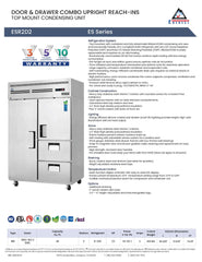 Everestref ESR2D2,  49 3/4" 2 Section - 1 Full Dr (LFT), 1 Half Dr (RT; Top) & 2 Drawer (RT; Bottom) Refrigerator