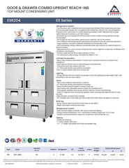 Everestref ESR2D4,  49 3/4" 2 Section - 2 Half Dr (LFT & RT; Top) & 4 Drawer (LFT & RT; Bottom 2 each) Refrigerator