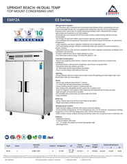 Everestref ESRF2A,  49 3/4" 2 Door (1/2 Ref & 1/2 Fzr) Dual Temp