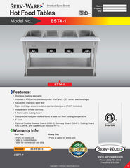 Electric Hot Food Table | 2000w/120v, EST4-1