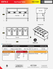 Electric Hot Food Table | 3000w/220-240v, EST4-2