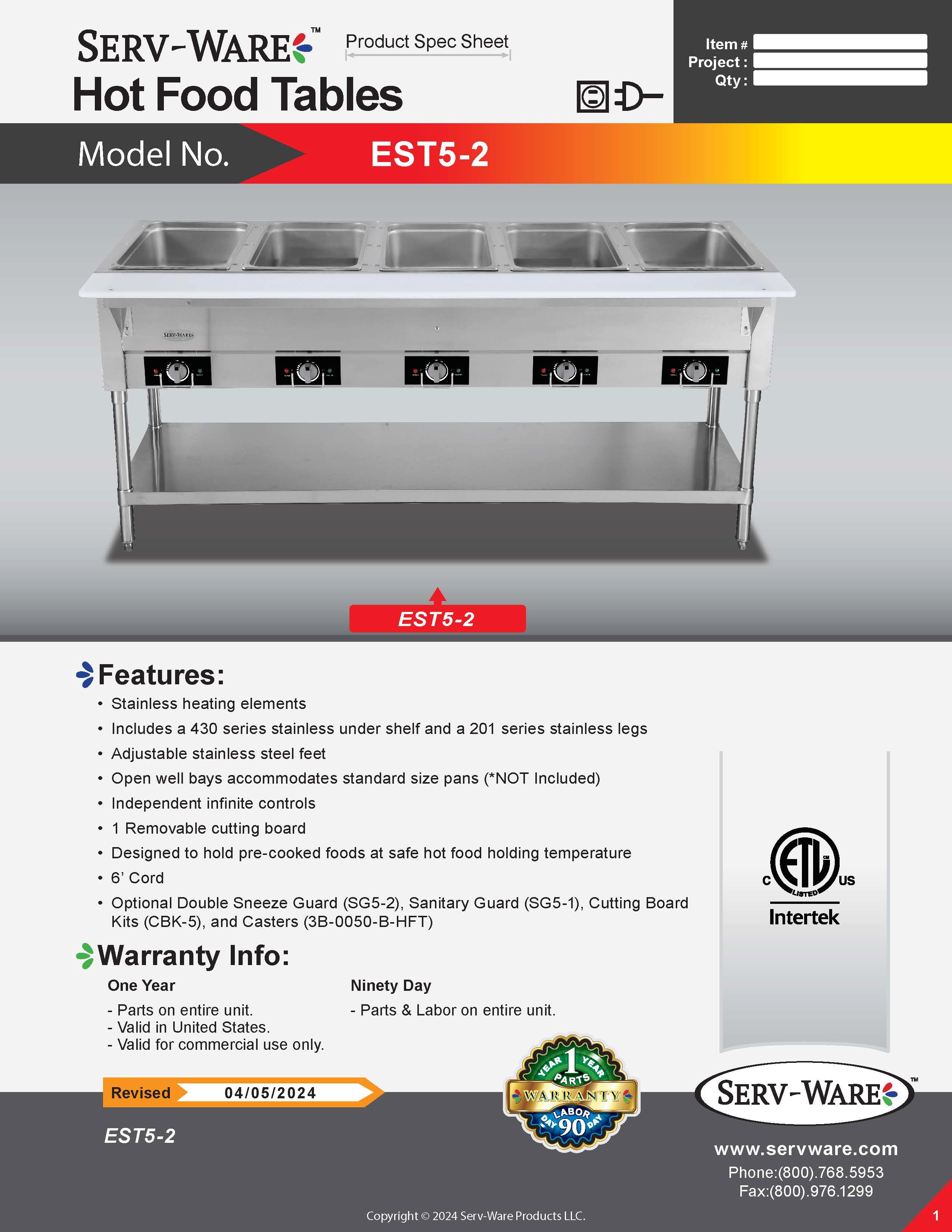 Electric Hot Food Table | 3750w/220-240v, EST5-2