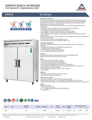 Everestref ESWF2,  59" 2 Wide Door Freezer