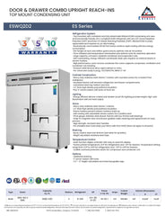 Everestref ESQ2D2, 59 ", 2 Wide Section - 1 Full Dr (LFT; Ref), 1 Half Dr (RT Top; Fzr) & 2 Drawer (RT Bottom; Ref) 3/4 Ref
