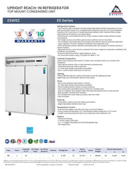 Everestref ESWR2,  59" 2 Wide Door Refrigerator