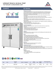 Everestref ESWRF2,  59" 2 Wide Door (1/2 Ref & 1/2 Fzr) Dual Temp
