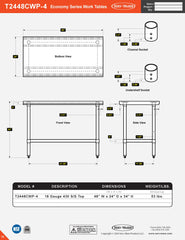 24” x 48” Economy Series Work Table, T2448CWP-4