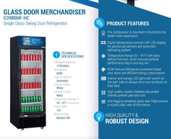 G398BMF-HC Merchandiser Refrigerator, 25 5/8"*23"*79 1/2", 1-Year labor & Parts 5-Year compressor