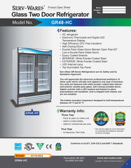 54" 2 Glass Door Merchandiser, GR48-HC