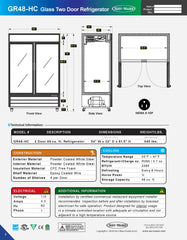 54" 2 Glass Door Merchandiser, GR48-HC