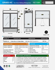 54" 2 Glass Sliding Door Merchandiser, GR48S-HC