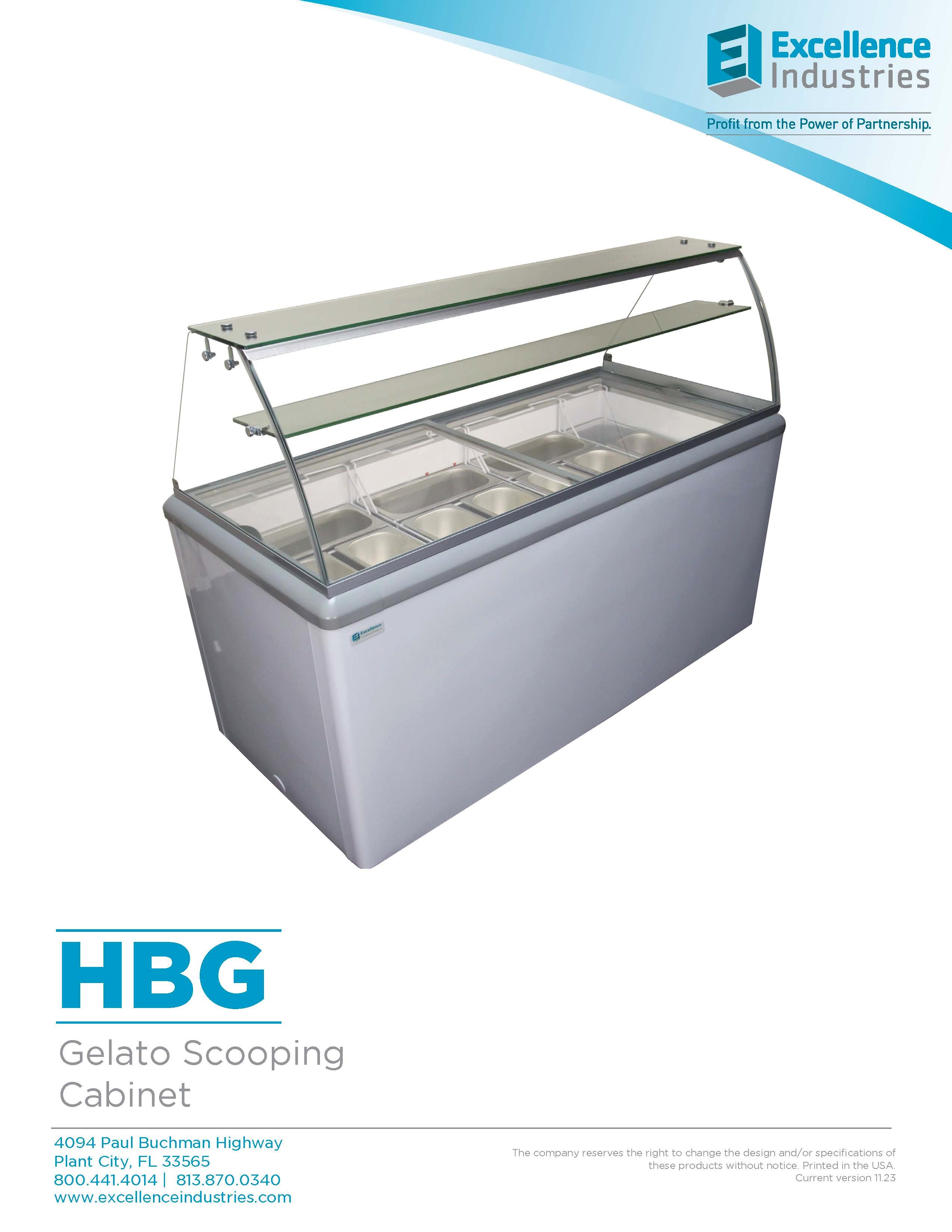 Excellence Industries HBG Gelato Dipping Cabinet with LED
