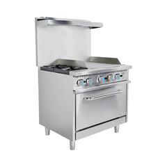 HSD-B36-G24 Gas Range with Griddle & Oven, 36"*33"*60", 1-Year Labor & Parts