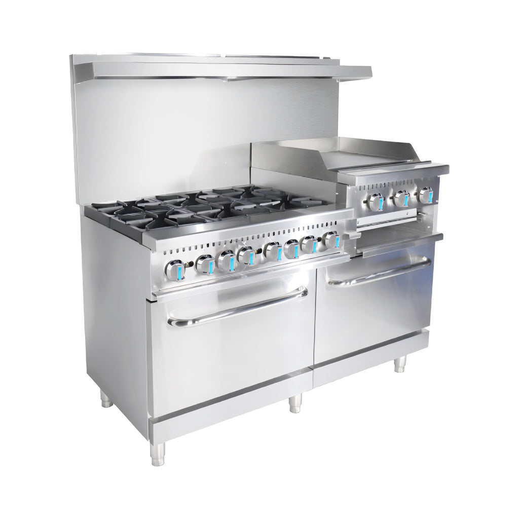 HSD-B60-G24S Gas Range with Griddle, Salamander & Oven, 60"*33"*60", 1-Year Labor & Parts