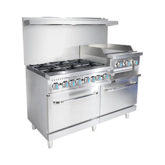 HSD-B60-G24S Gas Range with Griddle, Salamander & Oven, 60"*33"*60", 1-Year Labor & Parts