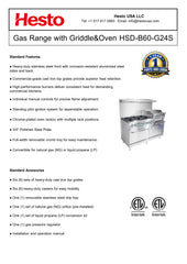 HSD-B60-G24S Gas Range with Griddle, Salamander & Oven, 60"*33"*60", 1-Year Labor & Parts