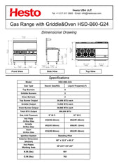 HSD-B60-G24 Gas Range with Griddle & Oven, 60"*33"*60", 1-Year Labor & Parts