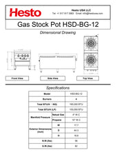 HSD-BG-12 Gas Stock Pot, 18"*44"*19", 1-Year Labor & Parts