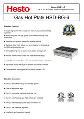 HSD-BG-6 Gas Hot Plate, 36"*31"*13", 1-Year Labor & Parts
