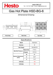 HSD-BG-6 Gas Hot Plate, 36"*31"*13", 1-Year Labor & Parts