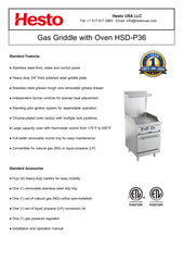 HSD-P36 Gas Griddle with Oven, 36"*33"*60", 1-Year Labor & Parts