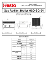 HSD-SG-24 Gas Radiant Broiler, 24"*30"*16", 1-Year Labor & Parts