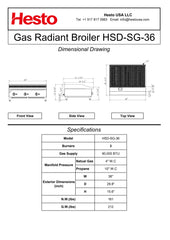 HSD-SG-36 Gas Radiant Broiler, 36"*30"*16", 1-Year Labor & Parts