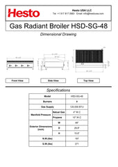 HSD-SG-48 Gas Radiant Broiler, 48"*30"*16", 1-Year Labor & Parts