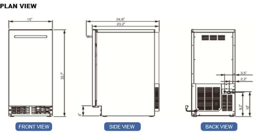 Icetro IU-0070-OU，Undercounter Ice Machine Self-contained bin up to 26lbs