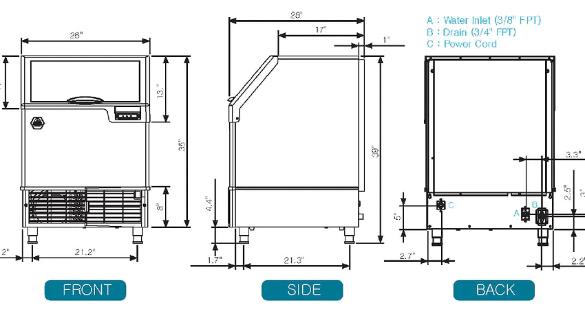 Icetro IU-0220-AH, Undercounter Ice Machine Self-contained bin up to 77lbs