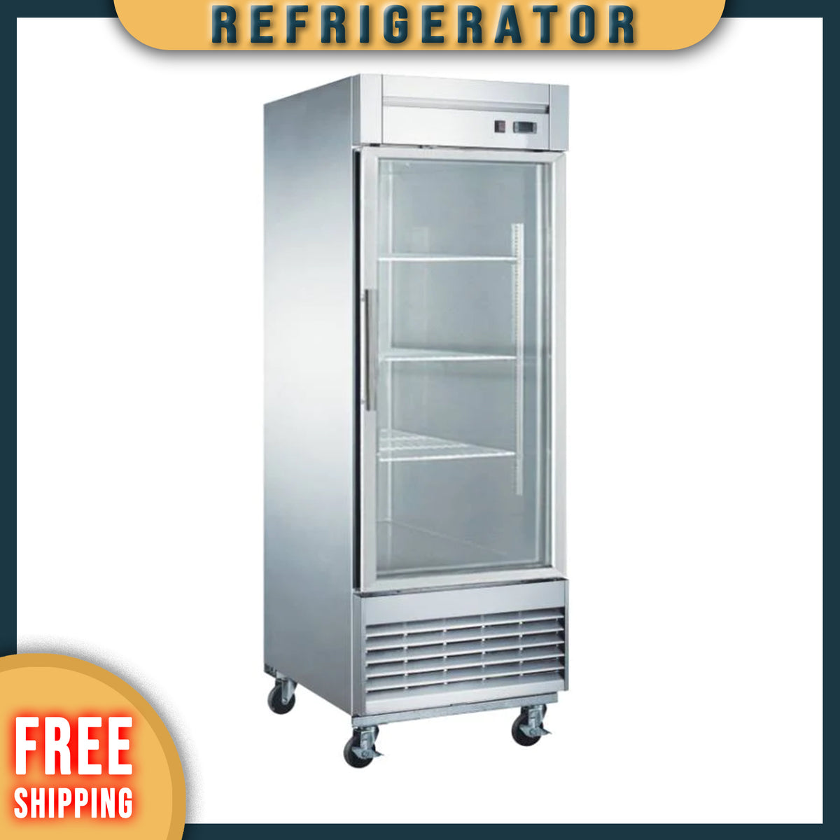 KR-23BG Reach-in Display Refrigerator, 28"*33"*80", 1-Year labor & Parts 5-Year compressor