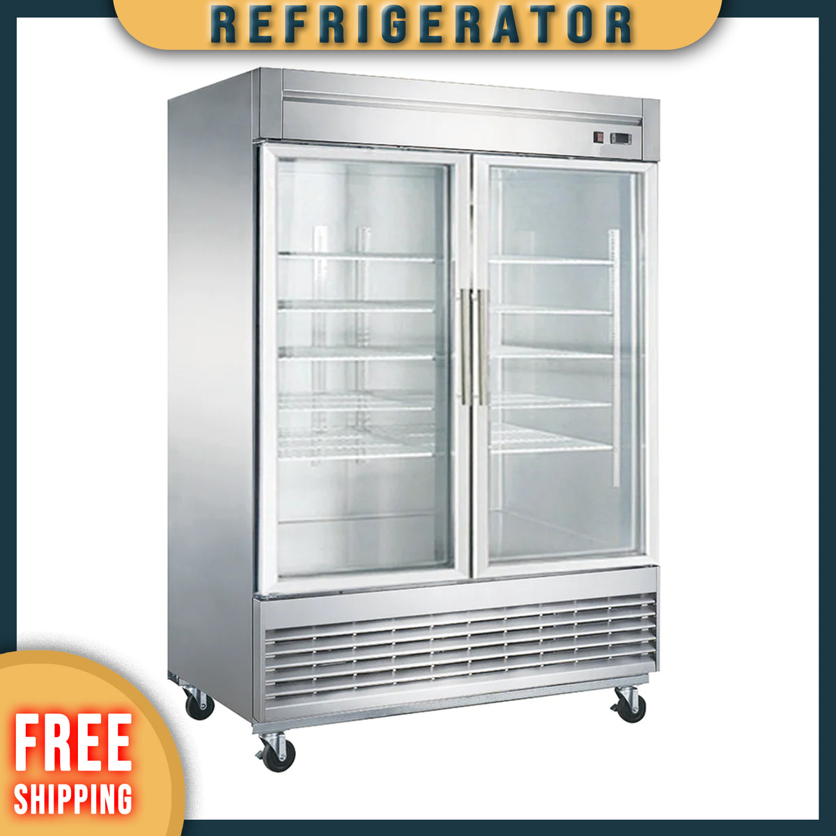 54" 2 Glass Door Reach-In Refrigerator, KR-49BG