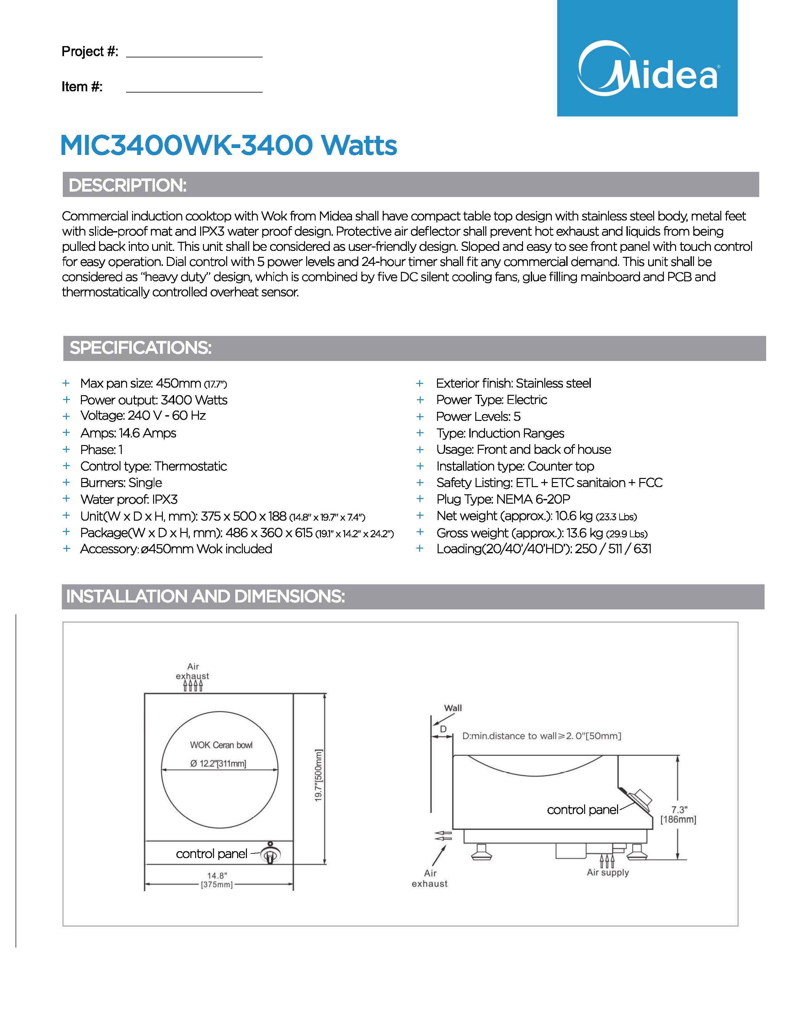 Induction Cooktop, MIC3400WK