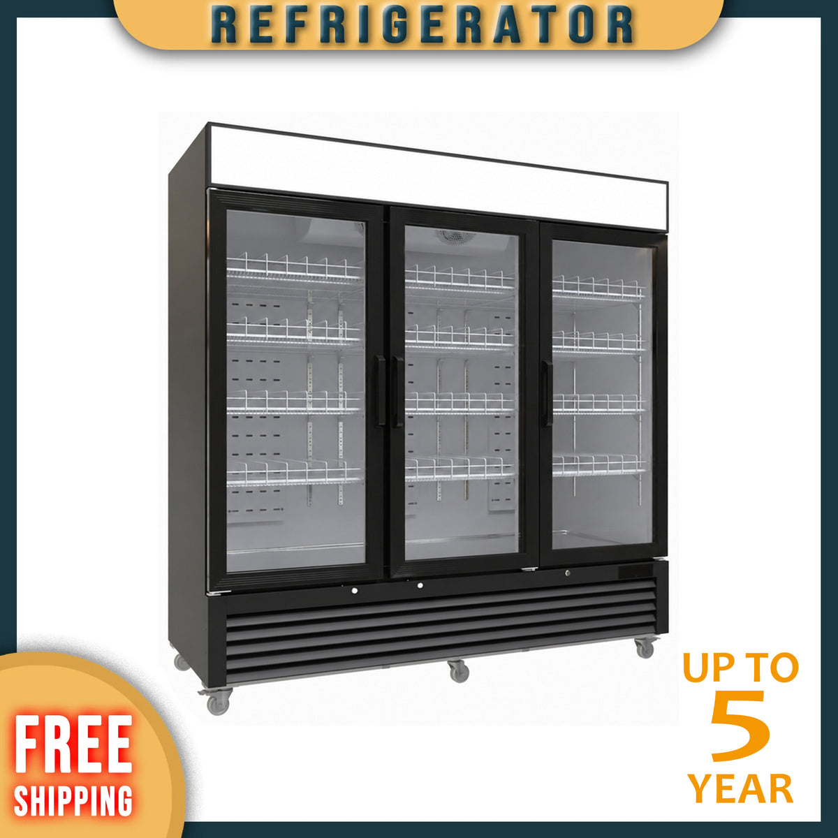 MMR-78L3-HC Glass Door Merchandiser Refrigerator, 78"*32"*81", 1-Year labor & Parts 5-Year compressor