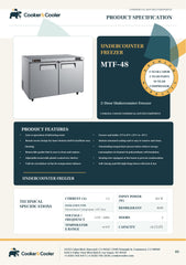 MTF-48 Undercounter Commercial Freezer, 48"*30"*36", 3-Year Labor 5-Year Parts 10-Year Compressor