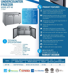 MTF-48 Undercounter Commercial Freezer, 48“*31"*34"*, 3-Year labor 5-Year Parts 10-Year compressor