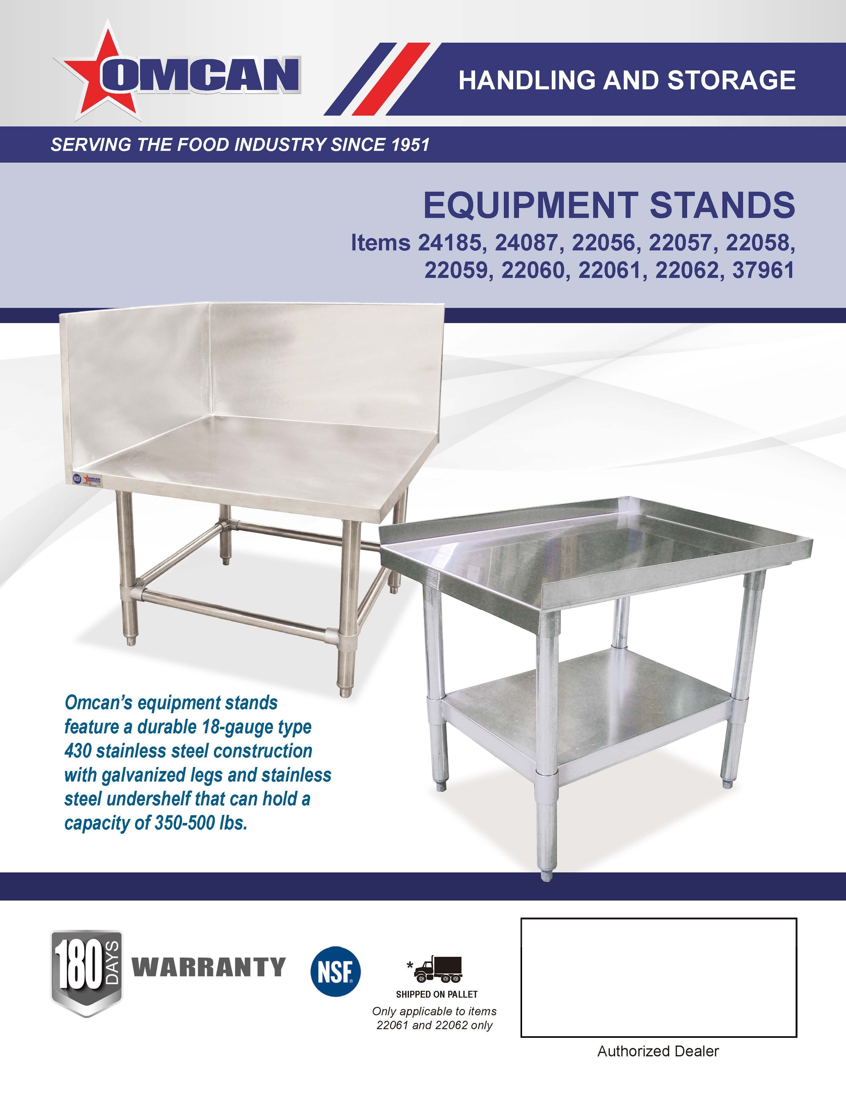 Omcan 30″ x 12″ Stainless Steel Equipment Stand with Galvanized Undershelf and Legs