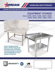 Omcan 30″ x 36″ Stainless Steel Equipment Stand with Galvanized Undershelf and Legs