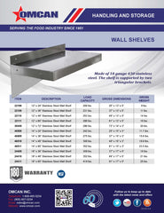 Omcan 12″ x 48″ Stainless Steel Wall Shelf