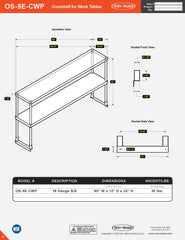 60" Overshelf for Work Table, OS-5E-CWP