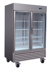 54" 2 Glass Door Reach-In Refrigerator, RR2G-HC