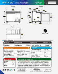 6 Pan Pizza Prep Table, PP44-6-HC