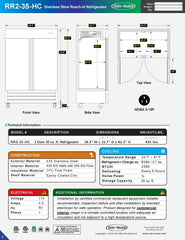 40" 2 Solid Door Reach-In Refrigerator, RR2-35-HC