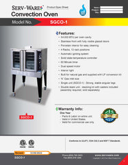 Single Deck Convection Oven, SGCO-1