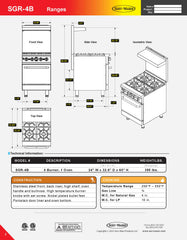 4 Burner 24" Range, SGR-4B