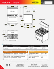 6 Burner 36" Range, SGR-6B