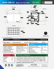 48" 2 Door Mega Top Sandwich Prep Table, SP48-18M-HC