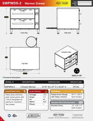 2 Drawers Warmer Drawer, SWPWDS-2