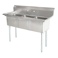 Omcan 18″ x 18″ x 11″ Three Tub Sink with 3.5″ Center Drain and No Drain Board